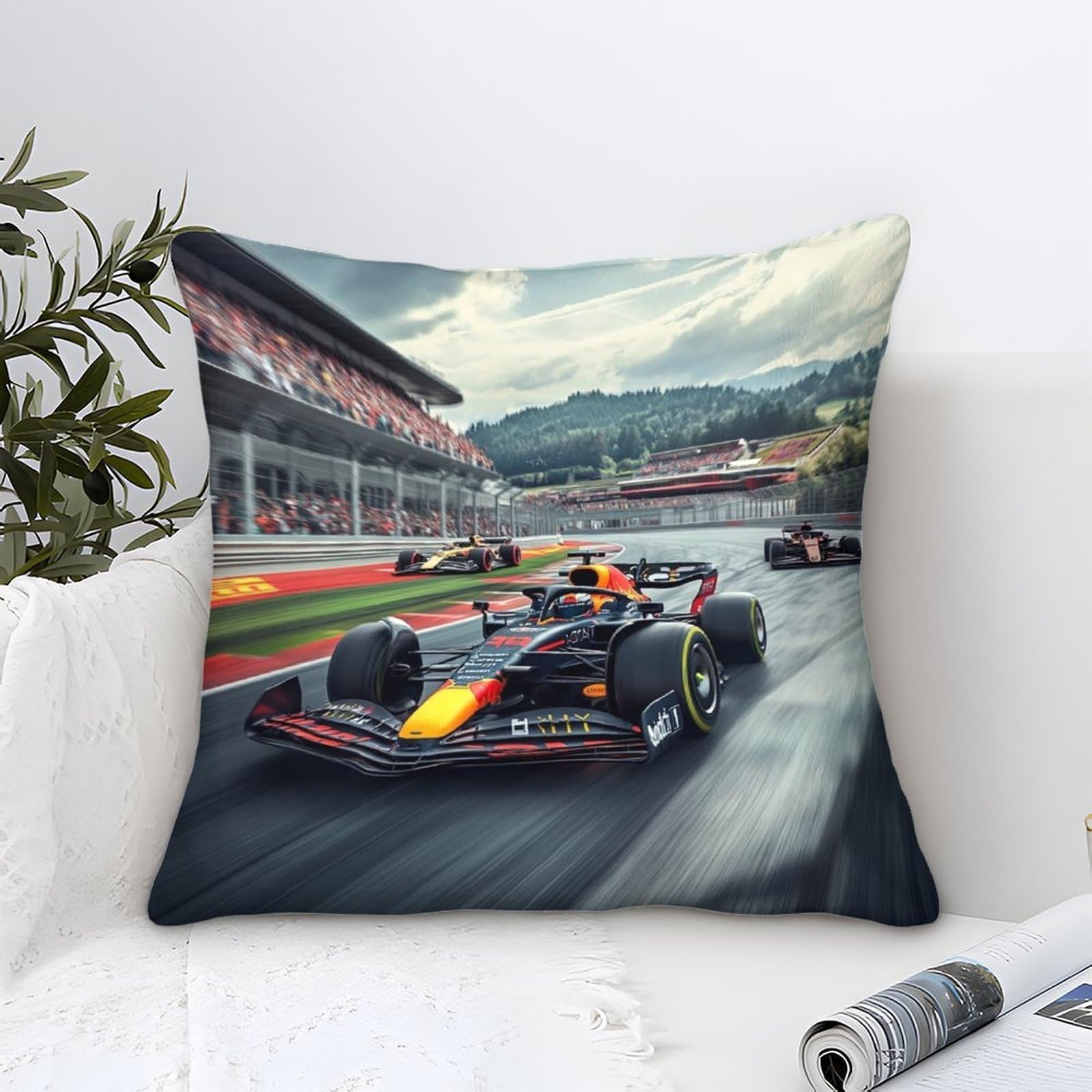 DAFUfbw Bulls Racing Throw Pillow Covers 45x45cm, Formulaone Cushion Covers for Home Sofa Bed Couch for Kids Boys Girls