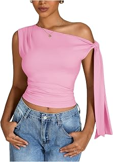 Milumia Women's One Off The Shoulder Tank Tops Asymmetrical Going Out Top