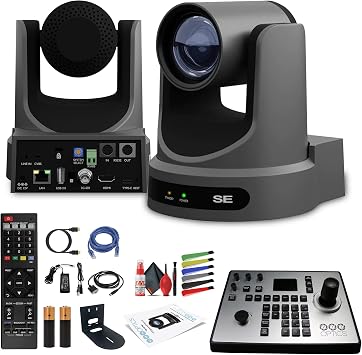 PTZOptics Move SE PTZ Camera with 30x Optical Zoom PT30X-SE-GY-G3 + PT-Joy-G4 Controller + Wall Mount + Lens Cleaning Kit + HDMI Cable + Ethernet Cable + Color Wire Ties