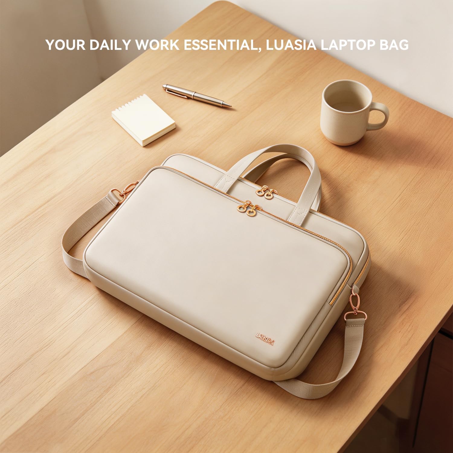 Laptop Case Bag Women Men Computer Sleeve Compatible with MacBook/Dell/HP/Acer/ASUS, Waterproof Shoulder Carrying Briefcase, Beige, 17-17.3 Inch
