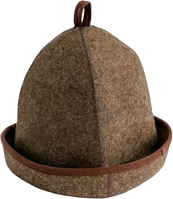 Sauna Hat 100% Wool - Universal Steam Room Cap for Men & Women, Natural Felted Heat Protection with Hook, Essential Sauna Accessory