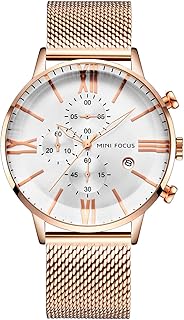 ساعة من ميني فوكس رجالي بمينا أبيض وسوار فضي أنالوج موديل MF0236G.02