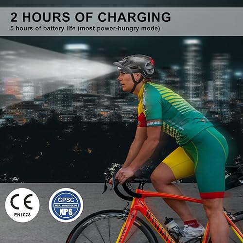 Miniatura 5 de Casco de bicicleta, cascos para adultos y hombres, luces LED delanteras y traseras con certificado seguro, casco de bicicleta de carretera MTB con