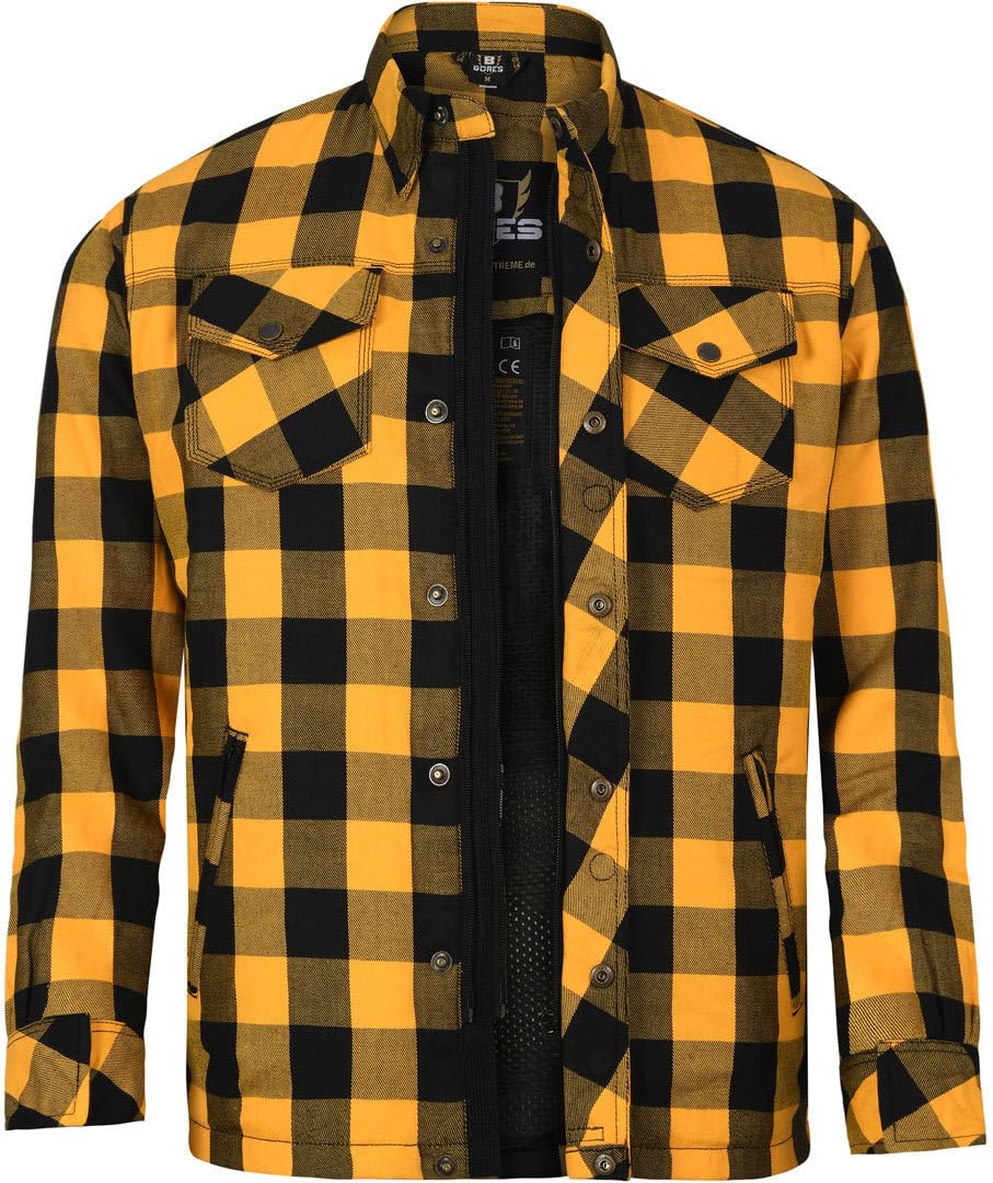 Bores Lumberjack Basic Motorrad Hemd, gelb/schwarz, XL