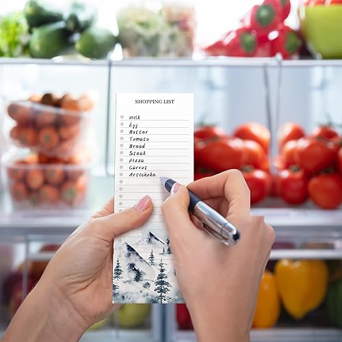 Miniatura 5 de Epakh 3 juegos de listas de comestibles bloc de notas magnético para refrigerador con soporte para bolígrafo de piel sintética, bloc de notas para