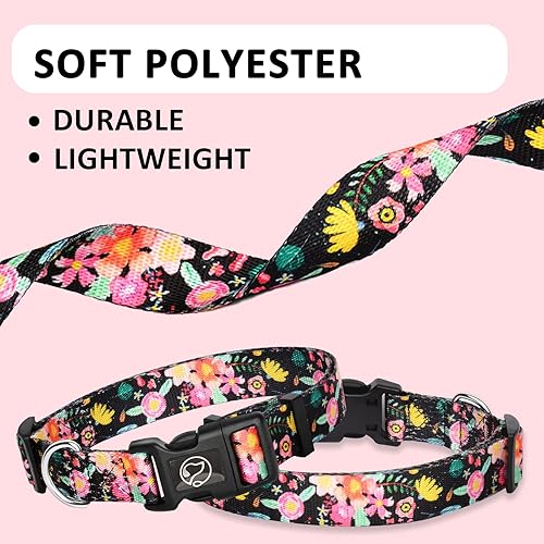 Miniatura 3 de Collares de perro para hembra, collar de perro rosa floral de verano, collar suave para cachorros, collar de mascota elegante con collares de flores