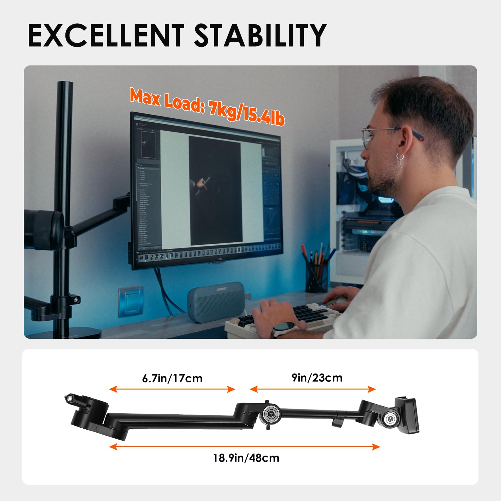 TARION Titanrig Arm Module X : Trépied de Table pour Appareil Photo, trépied de Table, trépied de Serrage, Bras articulé, Support de Table pour appareils Photo Reflex numériques, Lampes annulaires