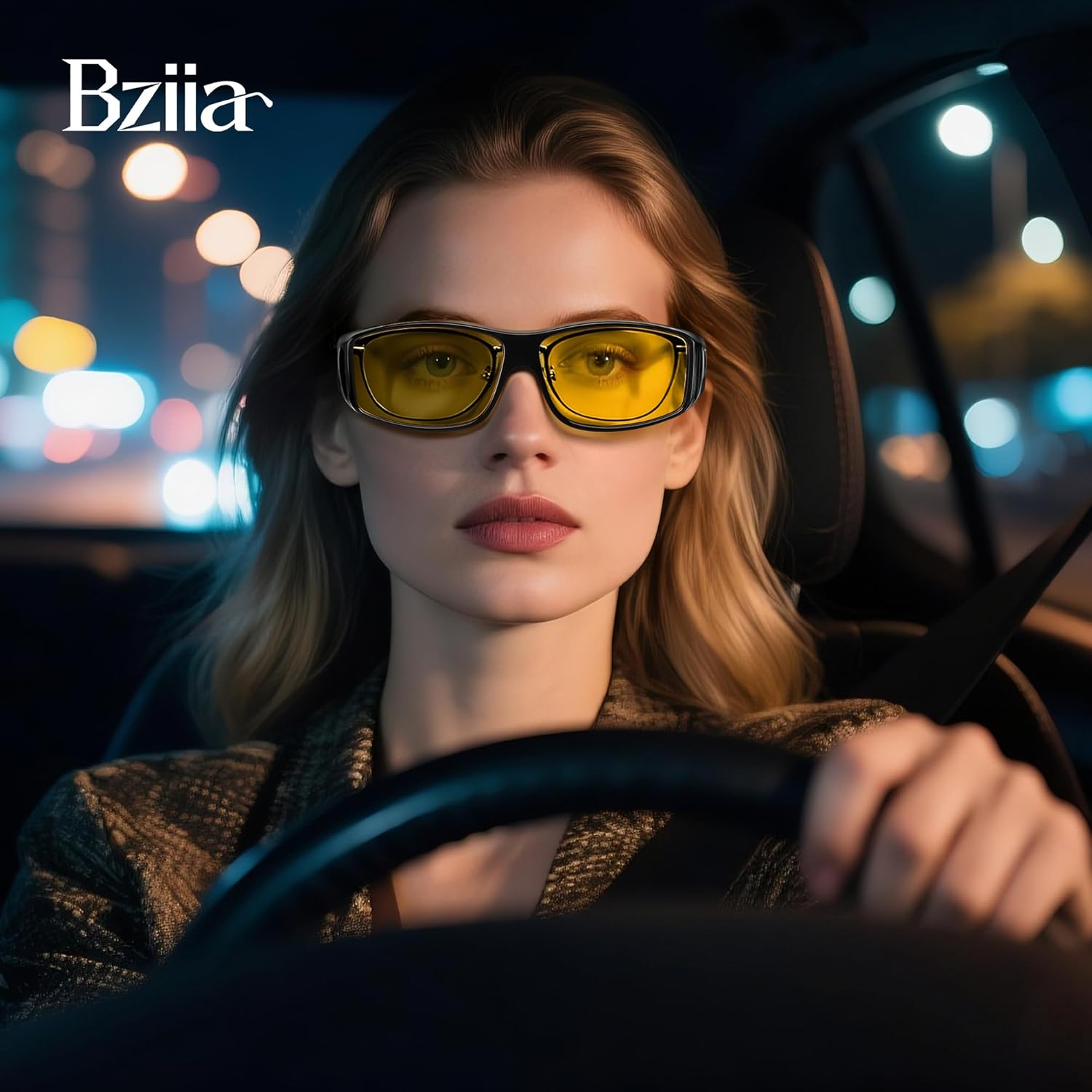 Night Vision Glasses Wrap-Around for Men Women,Fit Over Glasses,UV Polarized Night Driving Glasses with HD Lens - Image 2