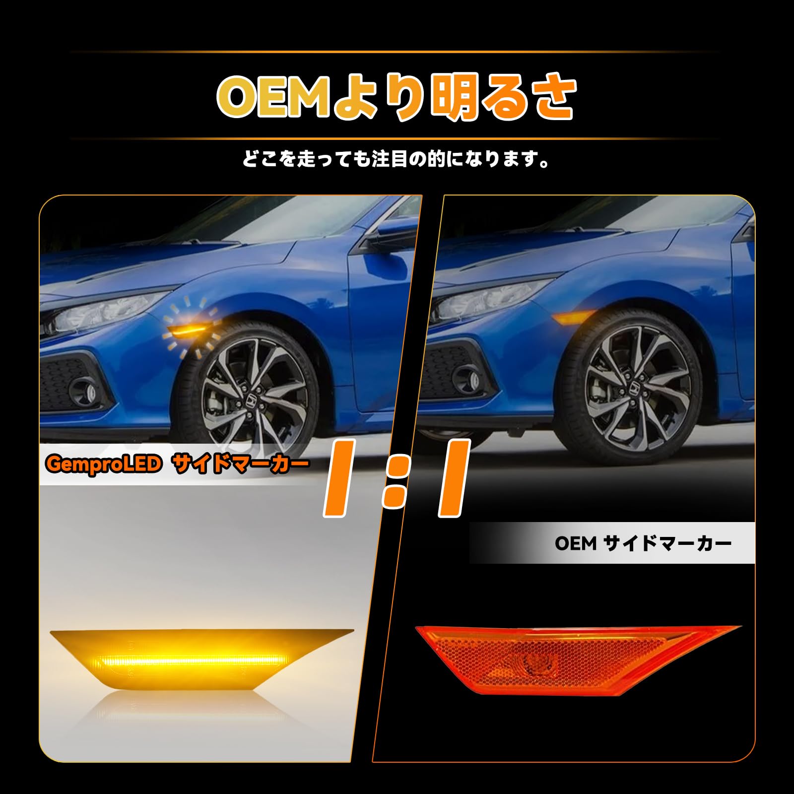 Amazon.co.jp: GemPro ホンダ シビック LED サイドマーカー 10世代目