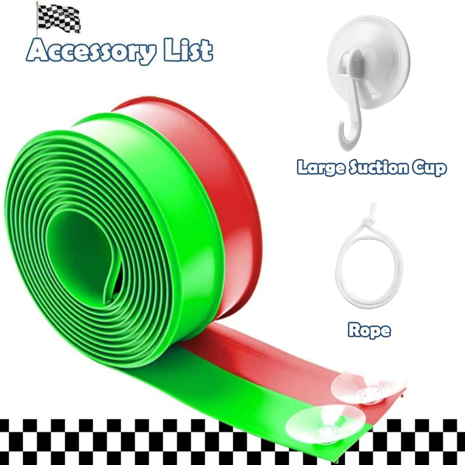 Flex Tracks 15 Ft Starter Set, Flexible Race Track for Kids 3+ with Strong Suction Cups, Flexible Car Track Race Car Ramp Track Compatible with 1/64 Diecast Cars, Portable Rolls Up Race Tracks