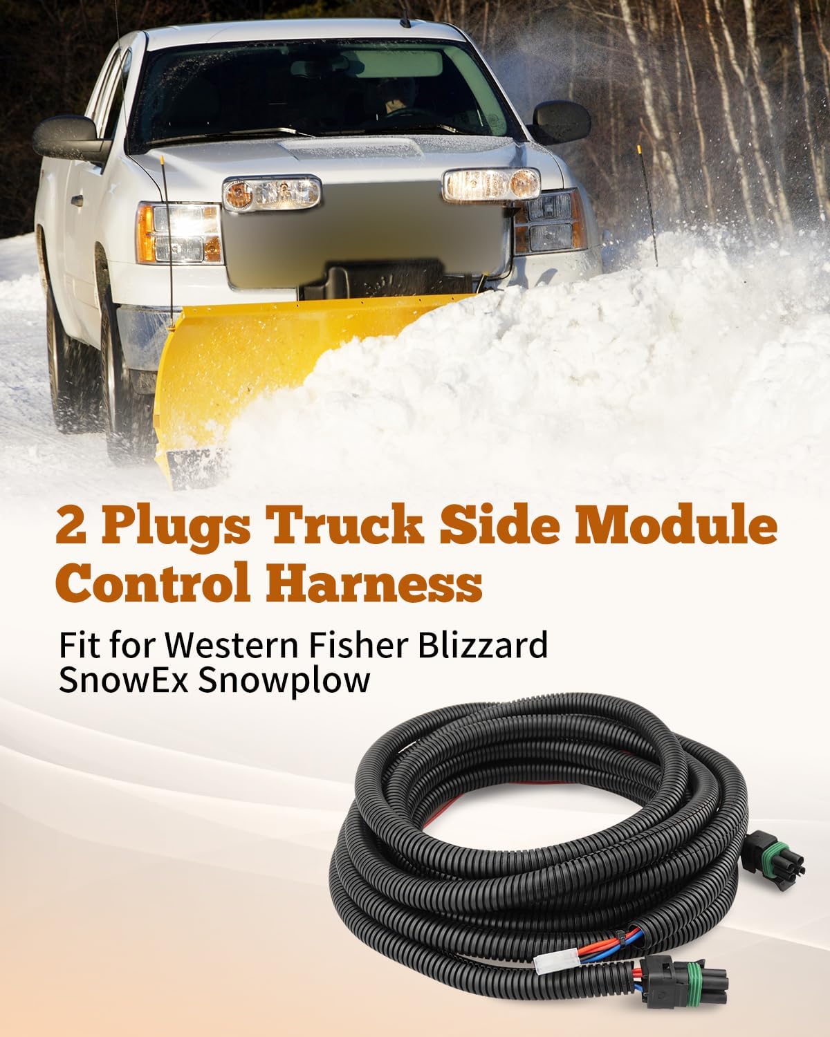 28587 2 Plugs Truck Side Fleet Flex Control Harness Fit for Western Fisher Blizzard SnowEx Snowplow