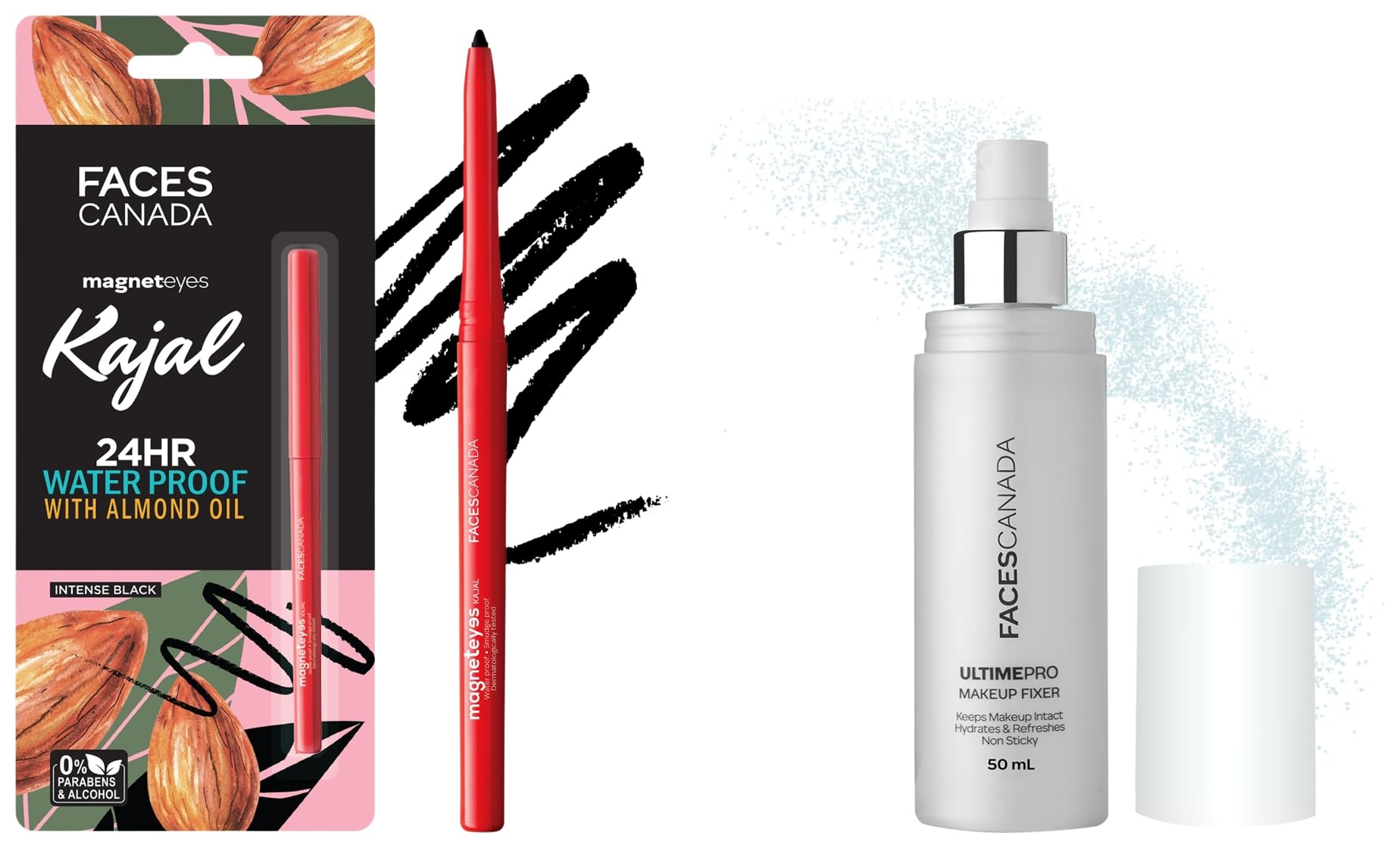 FACESCANADA Ultime Pro Makeup Fixer 50 Ml And Faces Canada Magneteyes Kajal - Black, 0.35G Almondoil & Vitamine-image-15