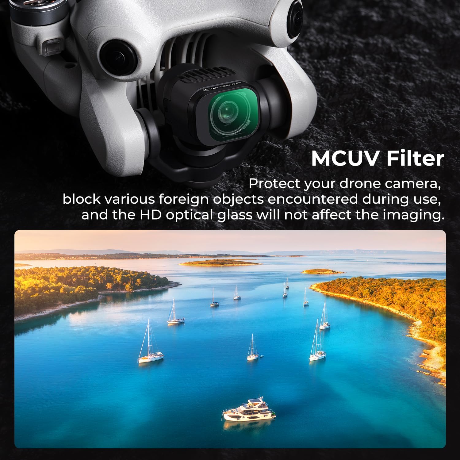 K&F Concept Variable ND Filter Kit Compatible with DJI Mini 4 Pro, 4 Pack ND2-32 (1-5 Stops)/ND32-512 (5-9 Stops)/CPL/UV Lens Filter with Multi Coated HD Optical Glass/Gimbal Safe