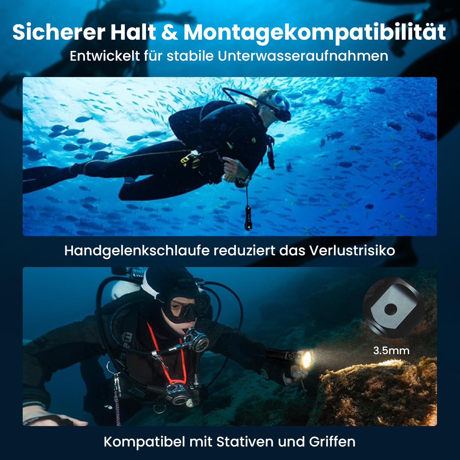 Sofirn SD11 Tauchlampe, 5000LM, CRI 90, Wiederaufladbare Taschenlampe mit 660NM Rotlicht, 3000K-6500K, USB-C, IPX8, mit 1/4"-Gewinde und Sicherungsschlaufe, für Unterwasserfotografie, Angeln