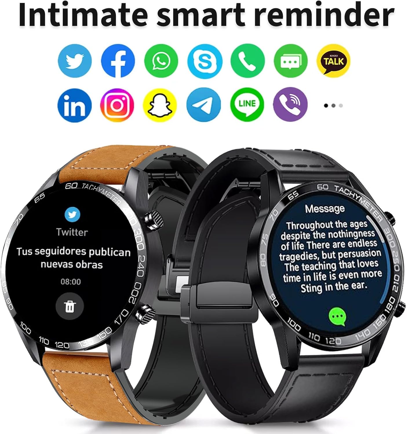 Smartwatch for Men Bluetooth Calls 1.39" Fitness Tracker with 100+ Sports Modes Smart Watch with Blood Oxygen/Sleep/Heart Rate Monitor Black Leather Band Smartwatches for Android iOS