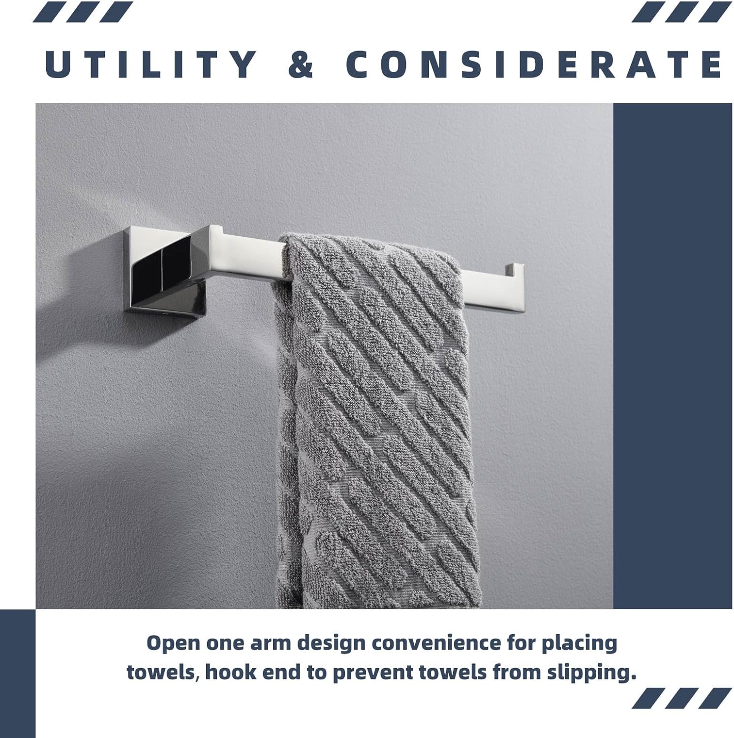 Suyar Swivel Robe Hook 2PCS Bundle with Towel Holder (Chrome)