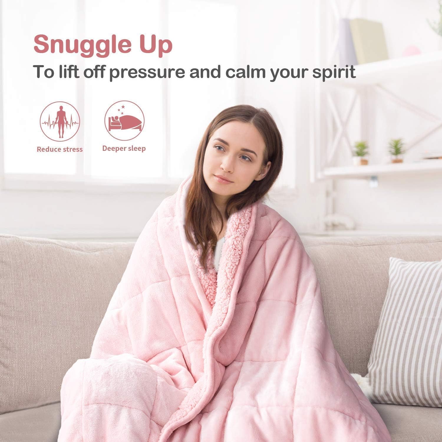 Uttermara 15 lbs Sherpa Fleece Weighted Blanket for Adult & Weighted Blanket 5 lbs for Kids, Ultra Cozy Minky Fleece and Cotton Sided with Cartoon Patterns