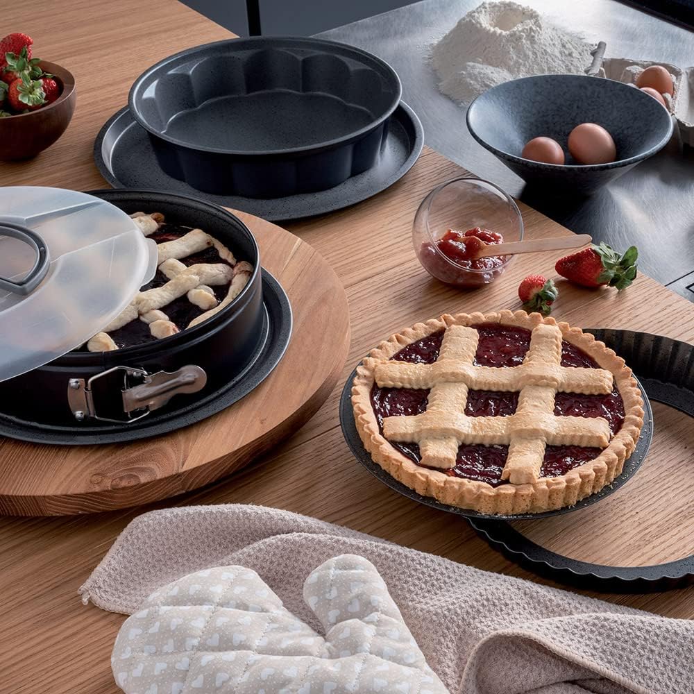 Tognana Premium Bakery Springform Cake Tin with Tray Bottom 20 cm Carbon Steel Grey