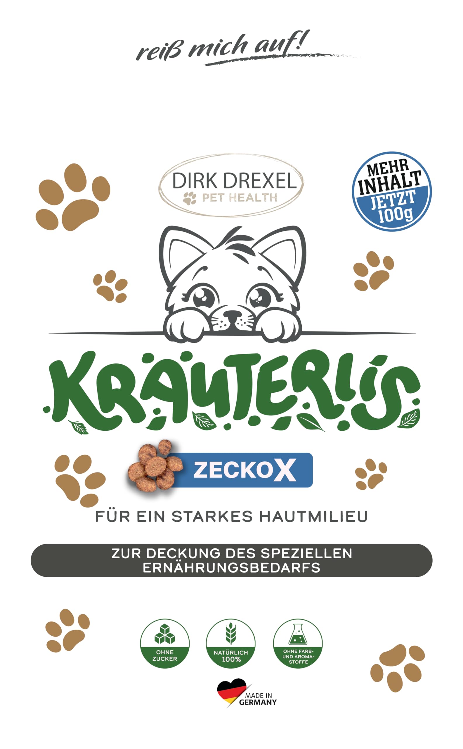 ZeckoX Kräuterlis für Katzen | Leckerlis mit Kräuterextrakten | natürliche Ernährung mit Kokosnuss & Karde 3 Monatskur