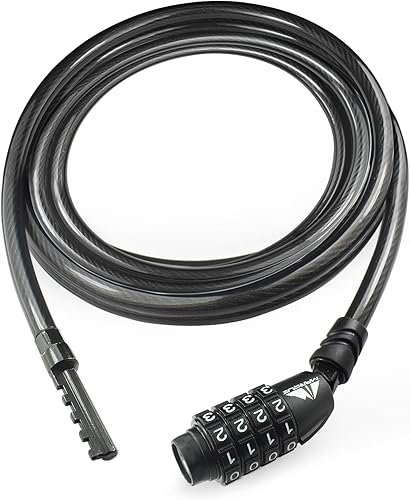 Miniatura 9 de MARQUE Cable de bloqueo de bicicleta de combinación recta, 3/8 pulgadas (5 pies, 10 pies, 15 pies, 25 pies), bloqueo de combinación reiniciable, 10