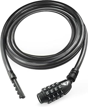 Straight Combination Bike Lock Cable - 3/8 inch 5FT, 10FT, 15FT, 25FT Resettable Combination Lock, Anti-Theft Security Cable for Bicycles, Kayaks, Paddle Boards, Gates&Outdoor Gear 15 FT