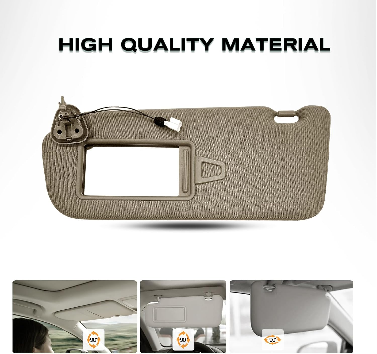 Sun Visor Fit for Hyundai Santa Fe 2006-2012 Sunshade Replacement 852100W110J4 with Light (Left Dirver Side(Beige))