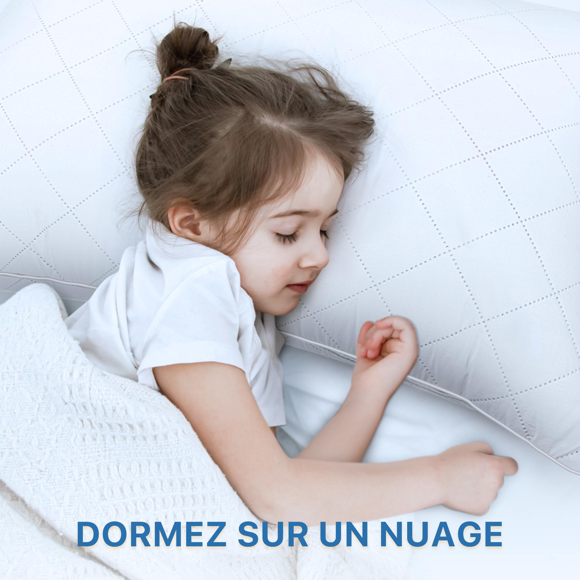 TESQ Oreiller 65x65 cm Lot de 2, Qualité Hôtelière, Certifié Oeko-TEX | Lavable, Confort Moelleux, Housse Respirante, Hypoallergénique, Adapté à Toutes Les Positions de Sommeil