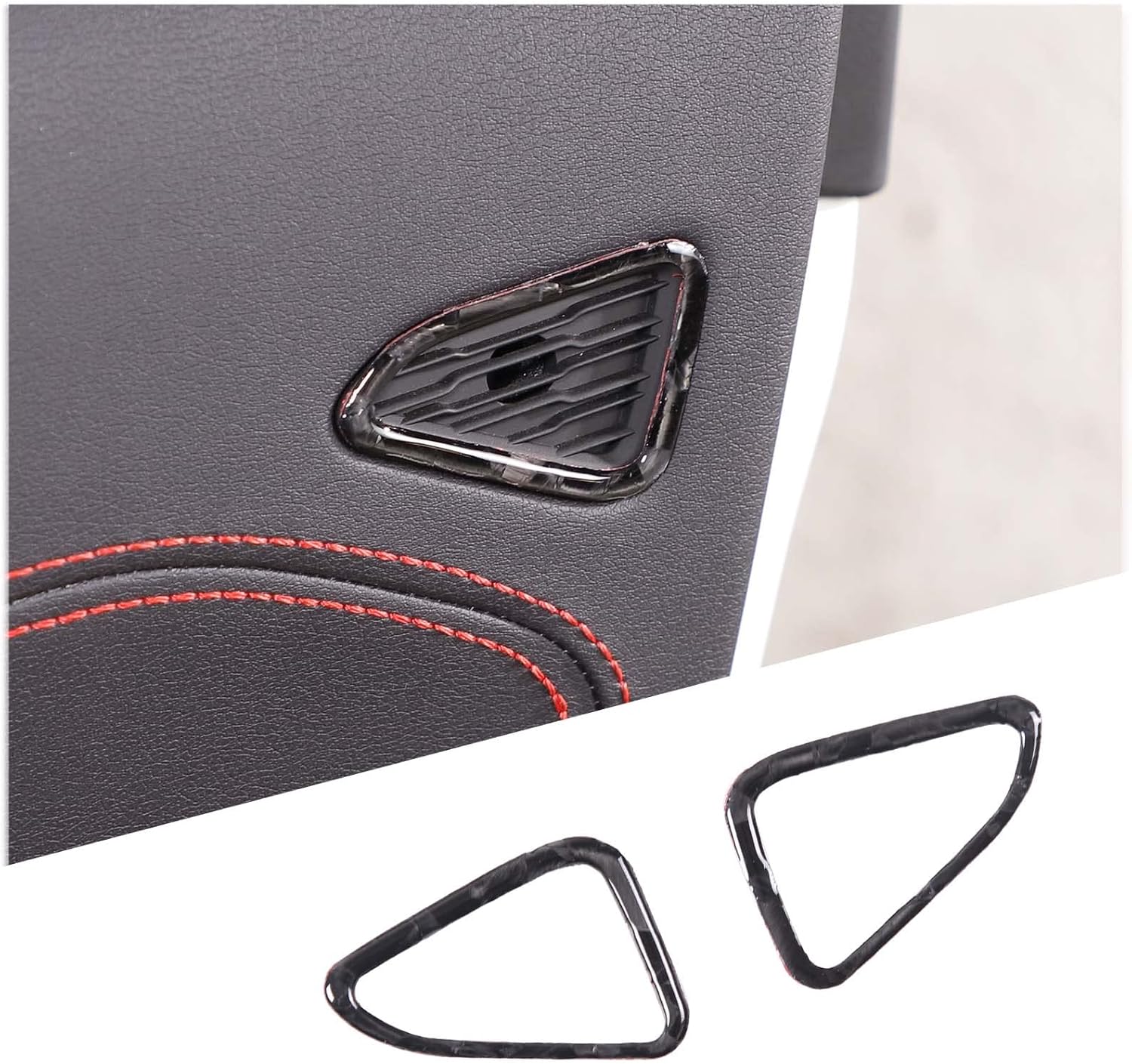 Daeiclru 2Pcs Real Carbon Fiber Car Door Speaker Frame Trim Sticker Compatible with Corvette C8 Stingray Z06 Z51 2020-2023, Car Speaker Cover Trim Accessories (Forged Texture)