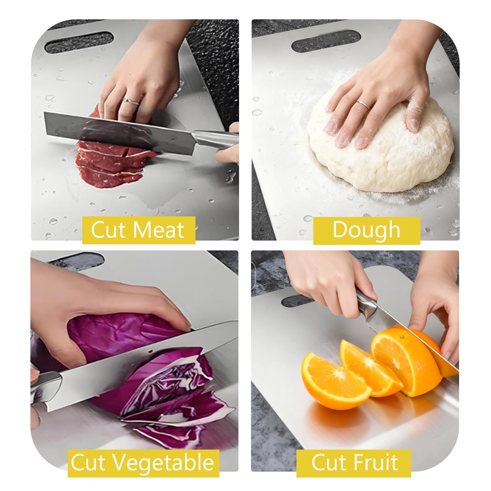 Zorplex Juego de 3 Tablas de Cortar de Acero Inoxidable 316, Doble Cara, Grado Alimenticio