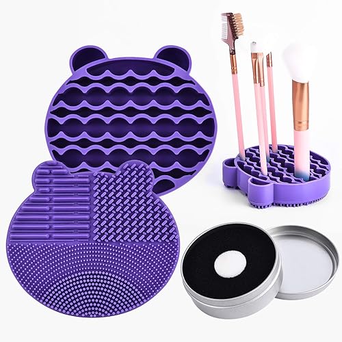 Miniatura 10 de Estera limpiadora de pinceles de maquillaje de silicona con cepillo de secado manual Maquillaje limpiador máquina limpiador cosmético almohadilla