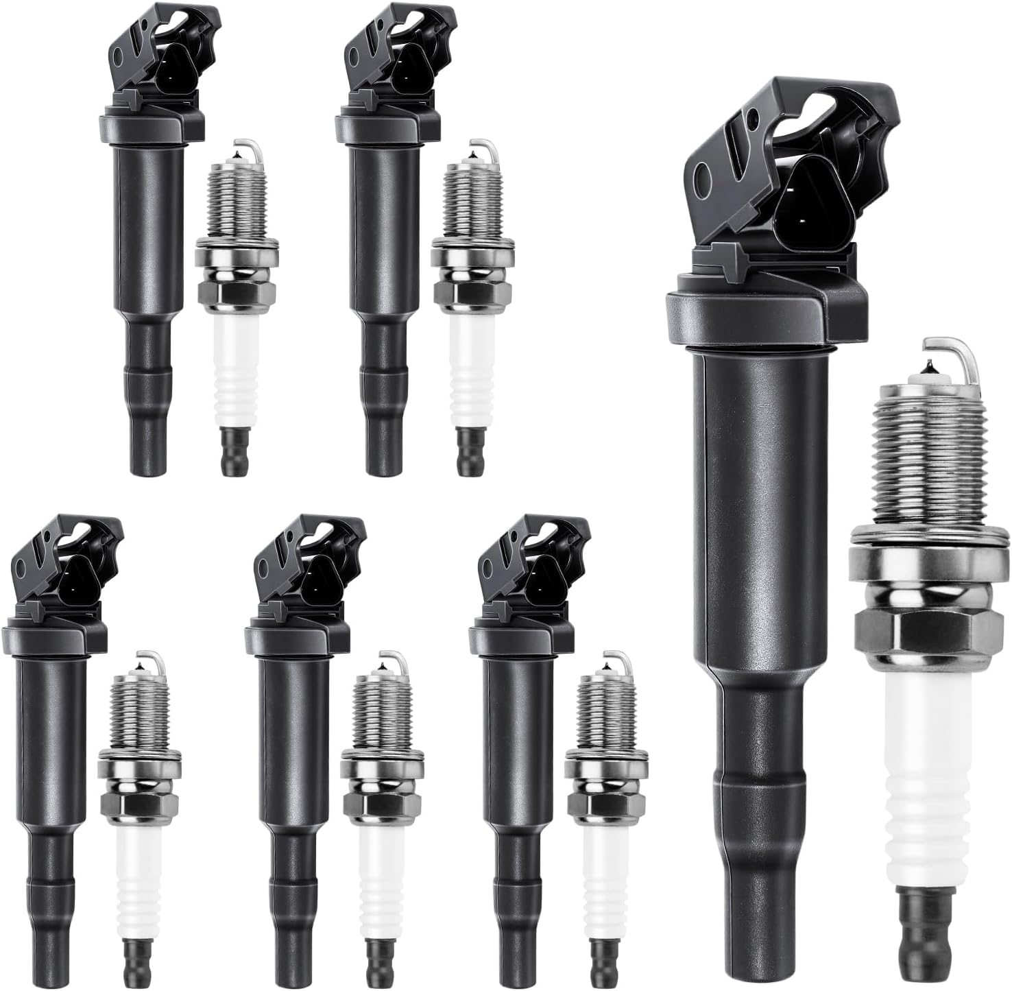 Ignition Coils Pack and Iridium Spark Plugs Set of 6 Compatible with BMW 325i X5 X3 530i 325ci Z4 330ci 330i 330xi 525i 320i 325xi 2002 2003 2004 2005 2006 L6 2.2L 2.5L 3.0L Replace UF592, 7092
