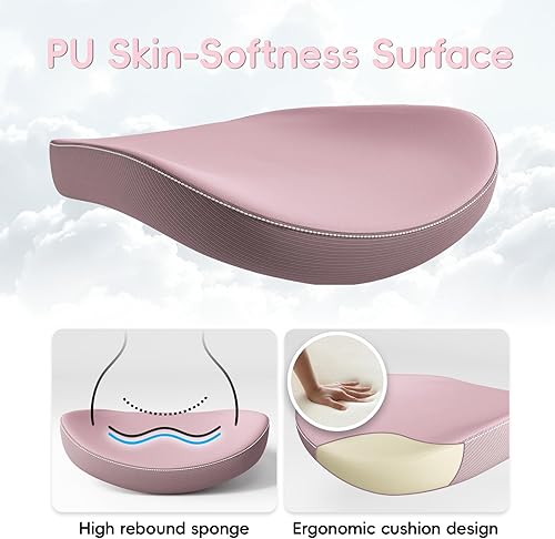 Miniatura 4 de Silla de Oficina para Casa Ergonómica - Silla de Escritorio en Forma de X para Computadora de Malla con Cuero de PU, Soporte Lumbar Ajustable -