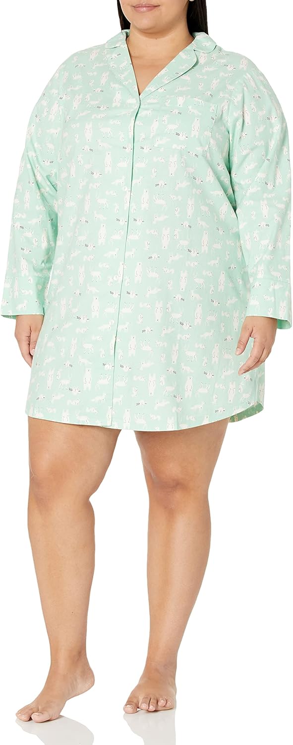 Amazon Essentials Women's Woven Flannel Notch Collar Nightgown (Available in Plus Size) - Image 4