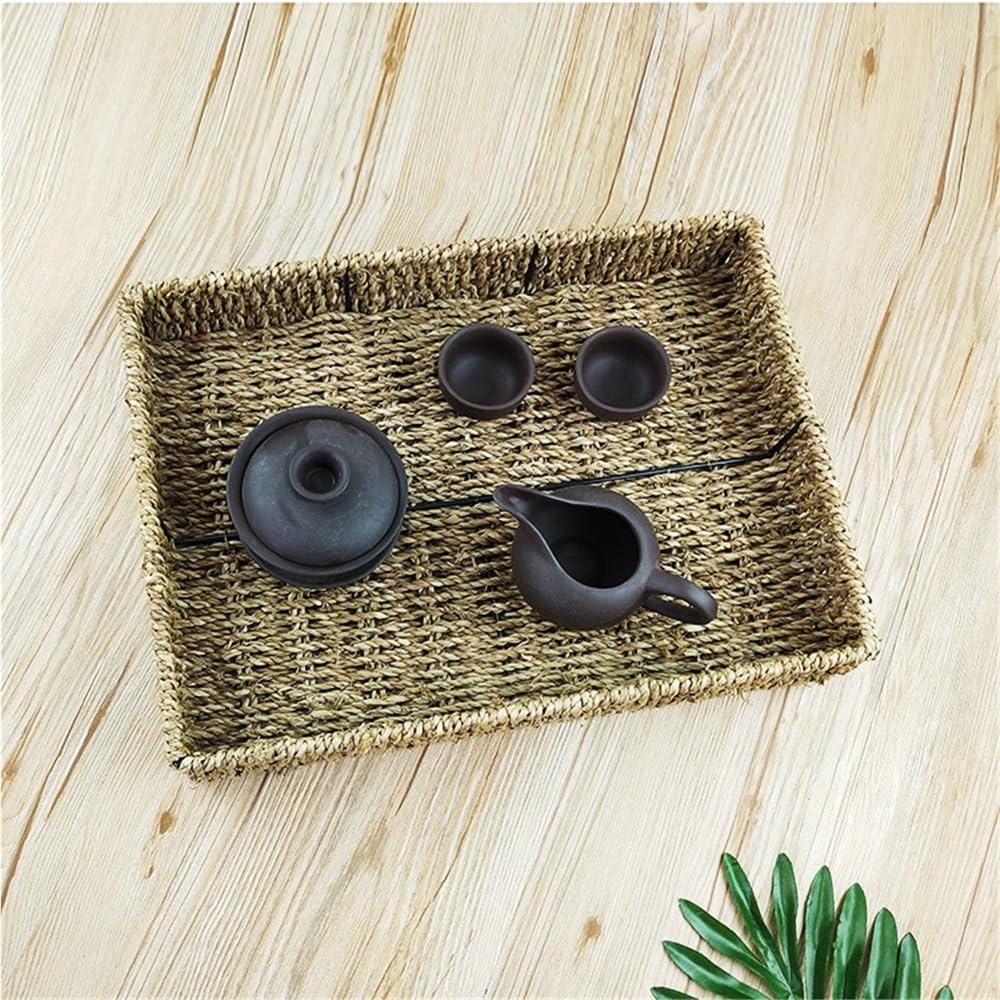 Accessori per la conservazione camera da letto Cestino portaoggetti in paglia intrecciata con alghe Vassoio for snack Cestino portaoggetti for gioielli Cosmetici Cestino portaoggetti da scrivania for