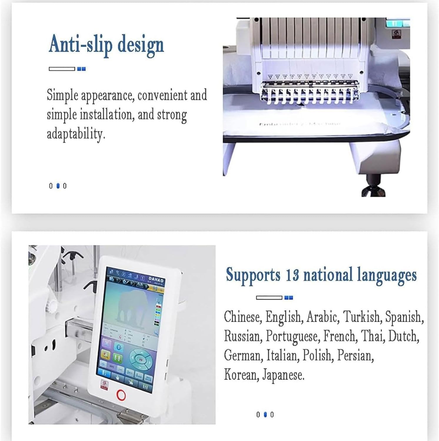 15Needles Automatic Embroidery Machine, 1000rpm Thread Trimming&Color Changing Sewing Machine, 20x30cm Embroidery Area&500 Pre-stored Patterns, 200 Million Needles Capacity, Border Design, for Cloth