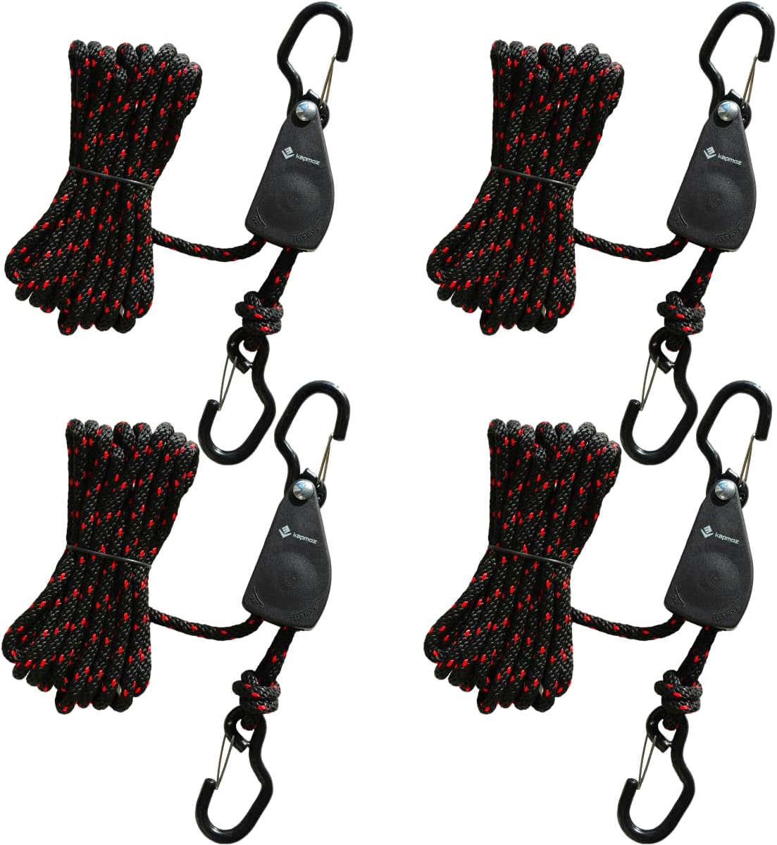 Heavy Duty Ratchet Tie Down Straps with Safety Hooks, Cargo Ratchet Straps for Kayak, Canoe, Truck, Trailer, Motorcycle, Grow Lights & Camping Gear, Securing Straps with Easy Release Ratchet Tightener