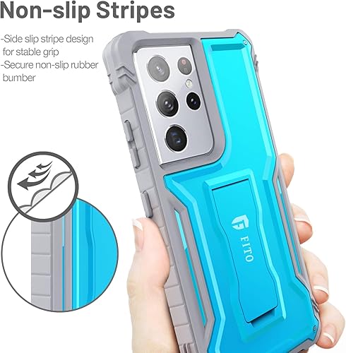 Miniatura 4 de FITO - Funda compatible con Samsung Galaxy S21, doble capa a prueba de golpes resistente para Samsung Galaxy S21 con función de atril incorporada