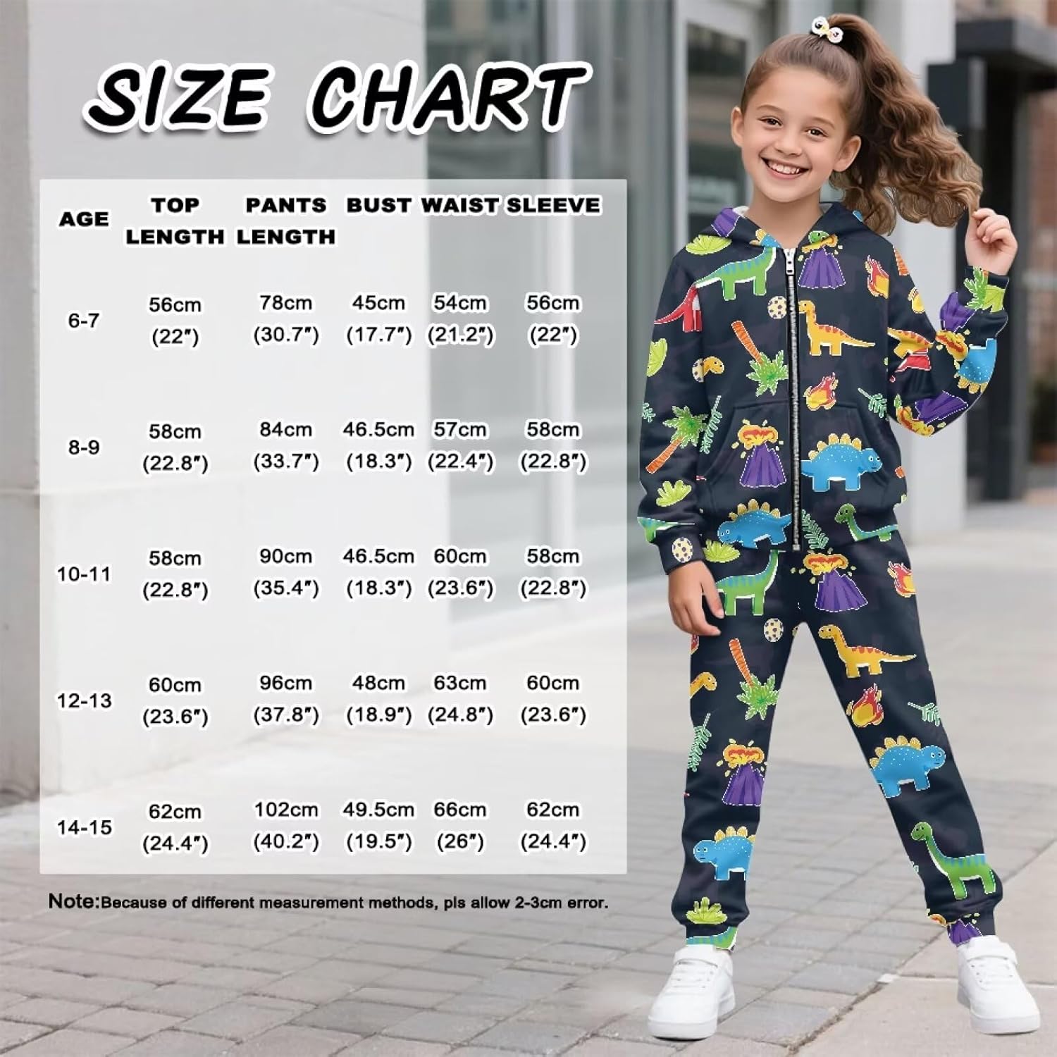 Girl's 2 Piece Sweatsuit Drop Shoulder Full Zip Hoodies Sweatshirt and Jogger Sweatpants Tracksuit with Pockets