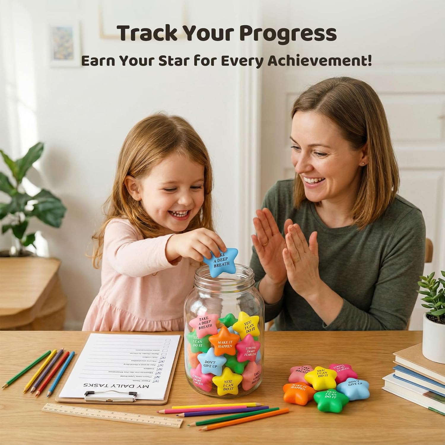 POPLAY 24PCS Star Stress Balls, 2inch Squeeze Toys Colorful Foam Motivational Stress Balls for Kids Adults Anxiety Fidget Sensory - Image 7