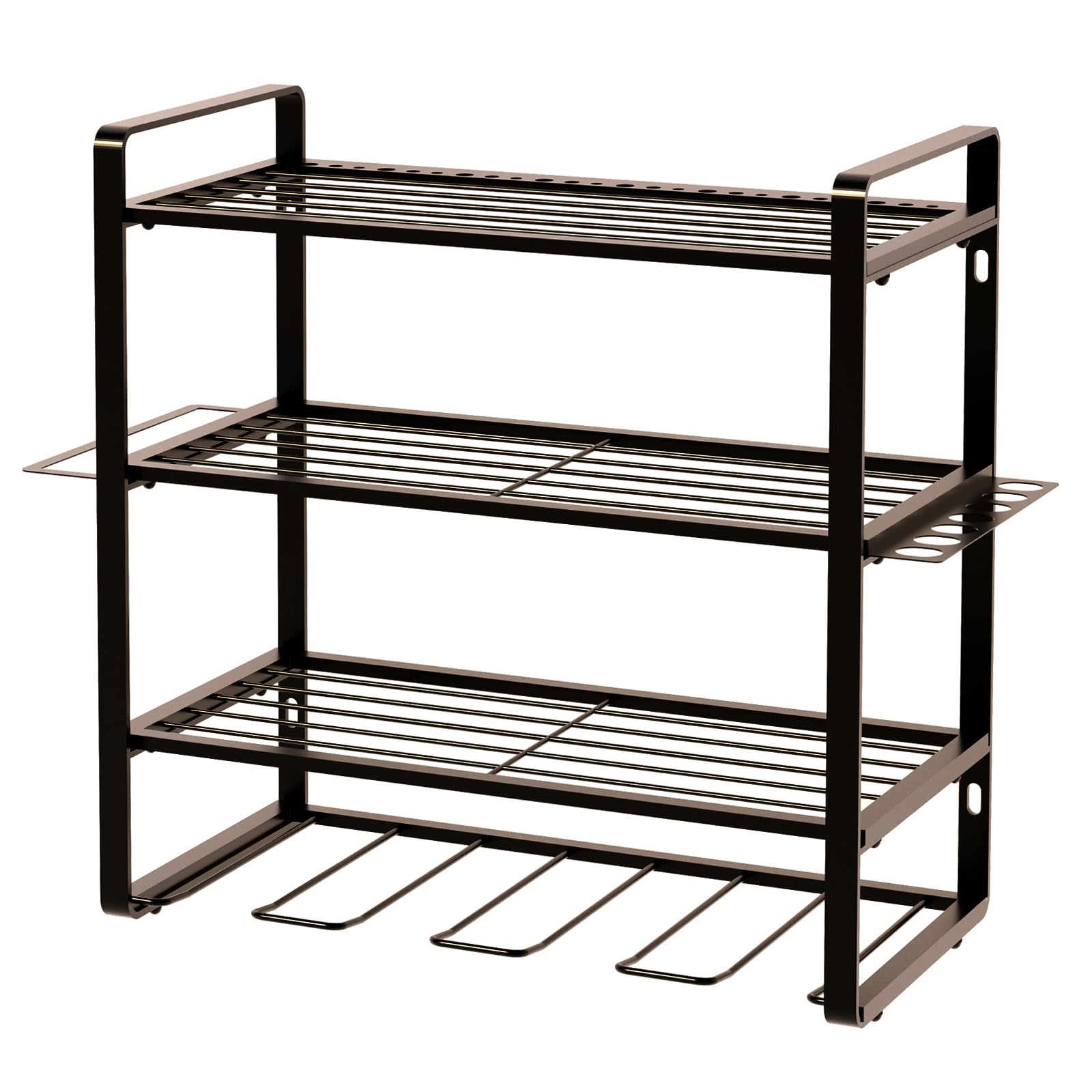 Photo 1 of Power Tool Organizer,Cordless Drill Rack Wall Mount,Drill Holder with 4 Drill Hanging Hooks,4 layers Metal Drill Storage Rack with Screwdriver Holder and Pliers Rack,Black 4 Drill 4 Layers