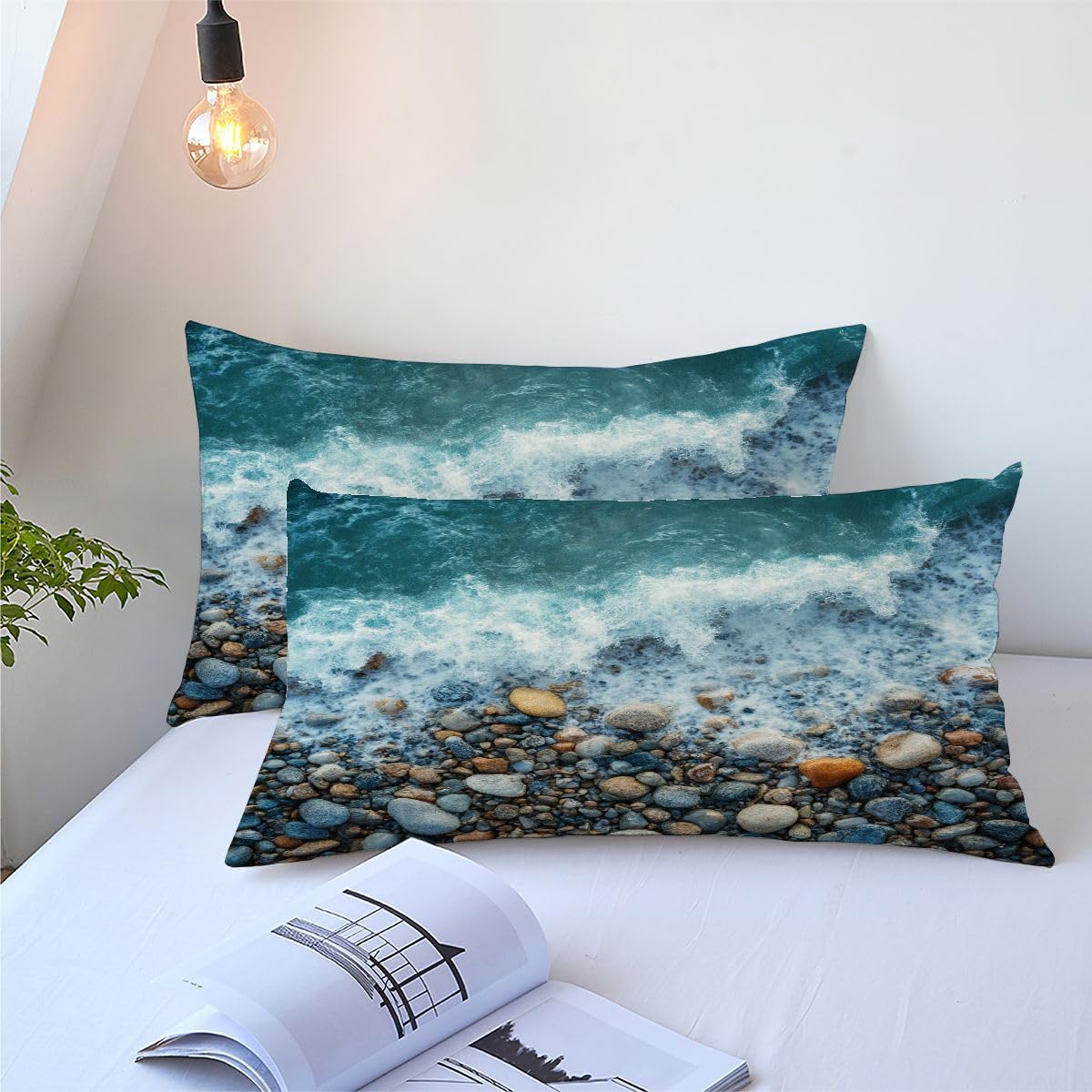 Kołdra 4 pory roku 140x200 cm Kolorowe kamienie dla dzieci, koc z mikrofibry dla 1 osoby Prać w pralce, oddychający i miękki komplet pościeli z 2 poszewkami na poduszki 65x65 cm