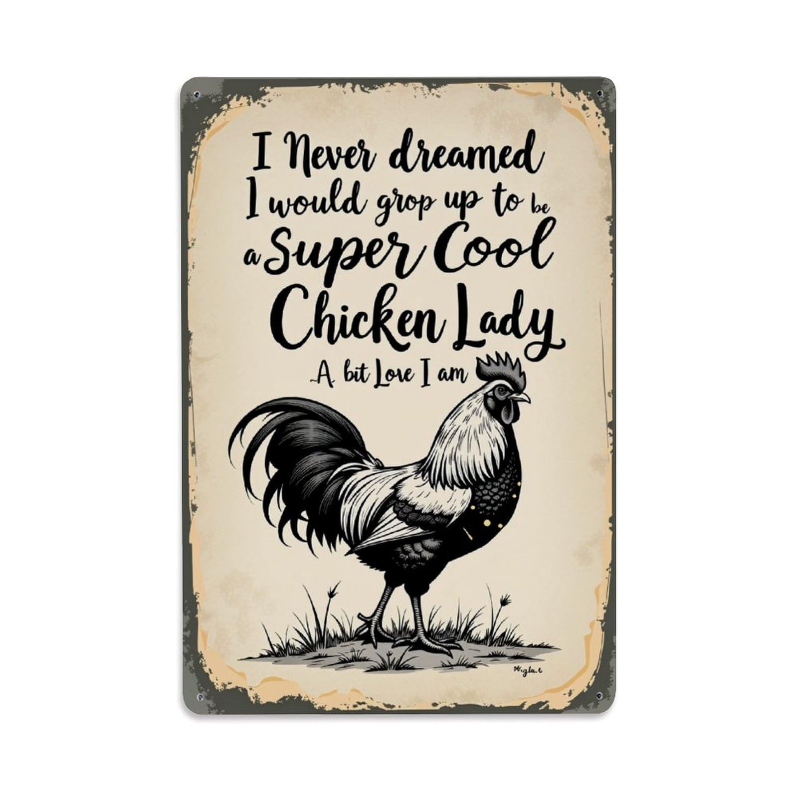 Chicken Rooster Farm Rustic Art Vintage Tin Sign Retro Metal Wall Decor Metal Poster, Home Bar Garage Farmhouse Cafe Wall Art Decoration 8x12Inches