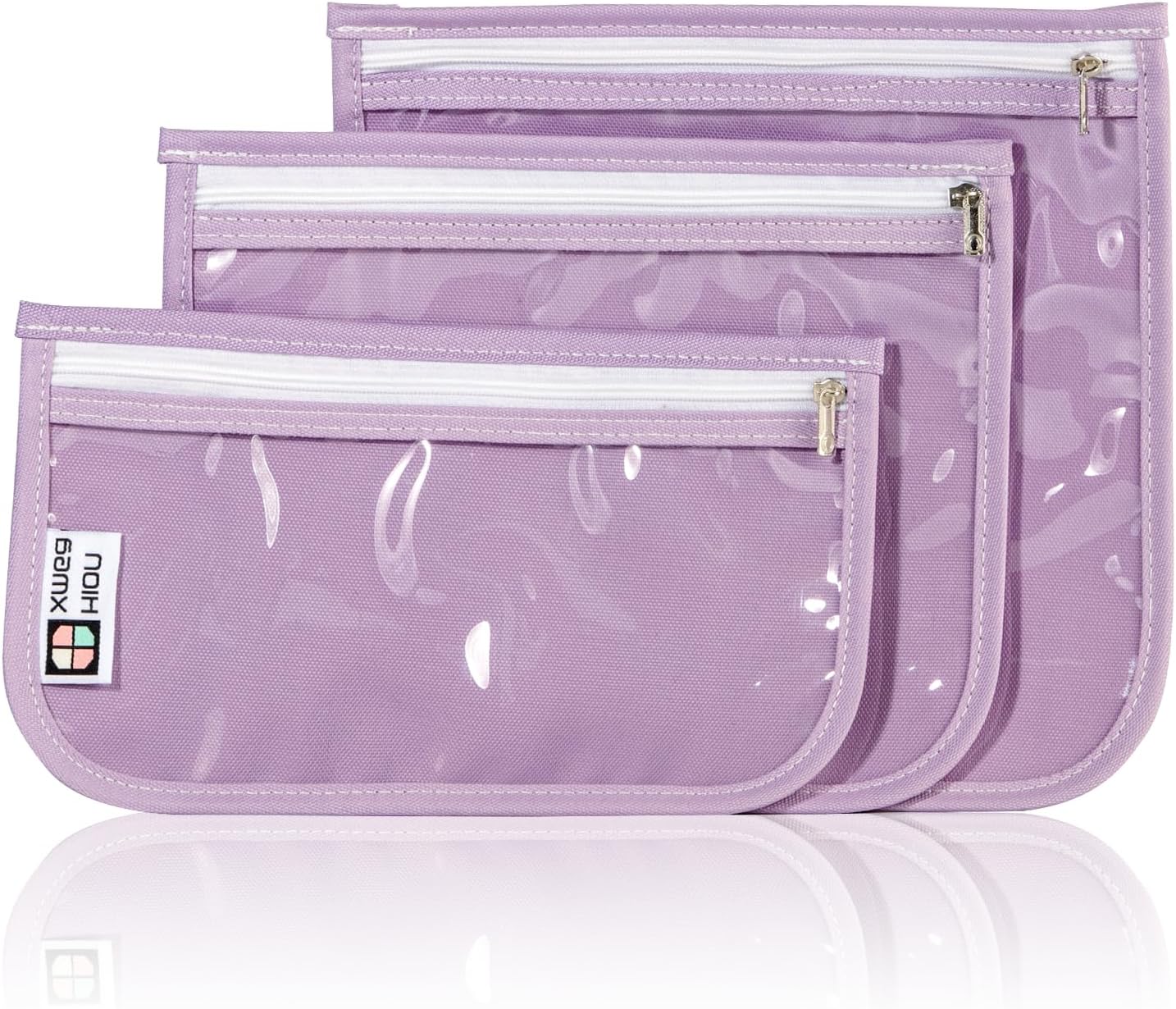 TSA Approved Toiletry Bag, Set of 3 Clear Travel Toiletry Bag Quart Size Zipper Travel Pouch, Waterproof Makeup Cosmetic Bag for Women Men Kids Toiletries Carry on, PurpleX