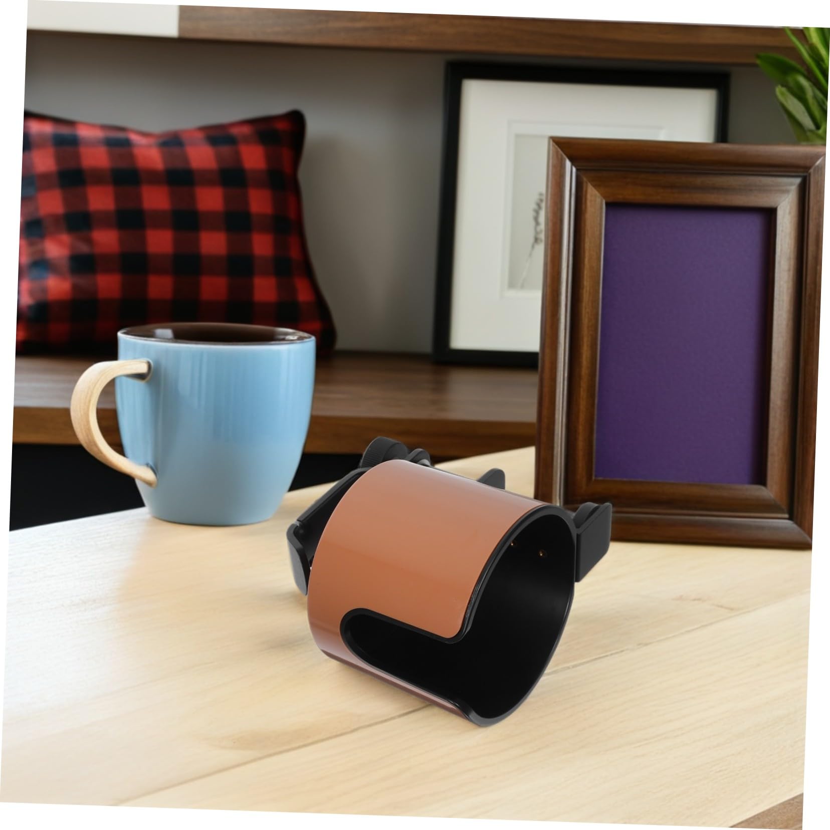 Soporte para Taza y Auriculares Giratorio Escritorio Clip Antideslizante con Rotación Organizador Multifuncional para Botellas y Cascos Accesorio Práctico para Oficina y Gaming