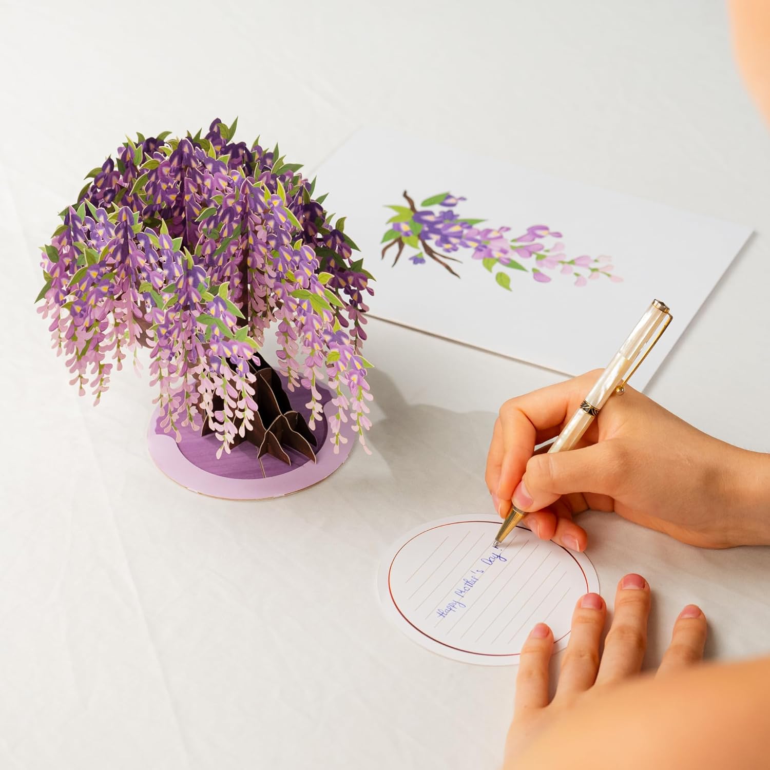 Paper Love 3D Wisteria Tree Pop Up Valentines Day Card, with Detachable Popup Keepsake, Gift for Valentine's Day, Birthday, Graduation, Get Well, Thank You, All Occasion or Just Because - Oversized 10" x 7" Cards - with Envelope and Note - Image 4