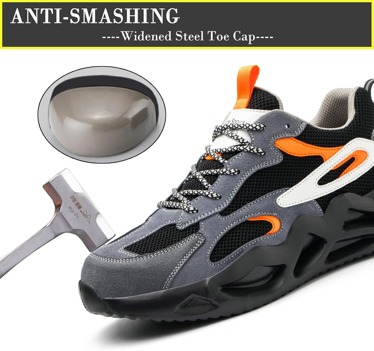 Nutropa Steel Toe Boots for Men, Lightweight Safety Work Shoes, Comfortable Breathable Composite Toe Boots Slip-Resistant Indestructible Shoes - Image 2