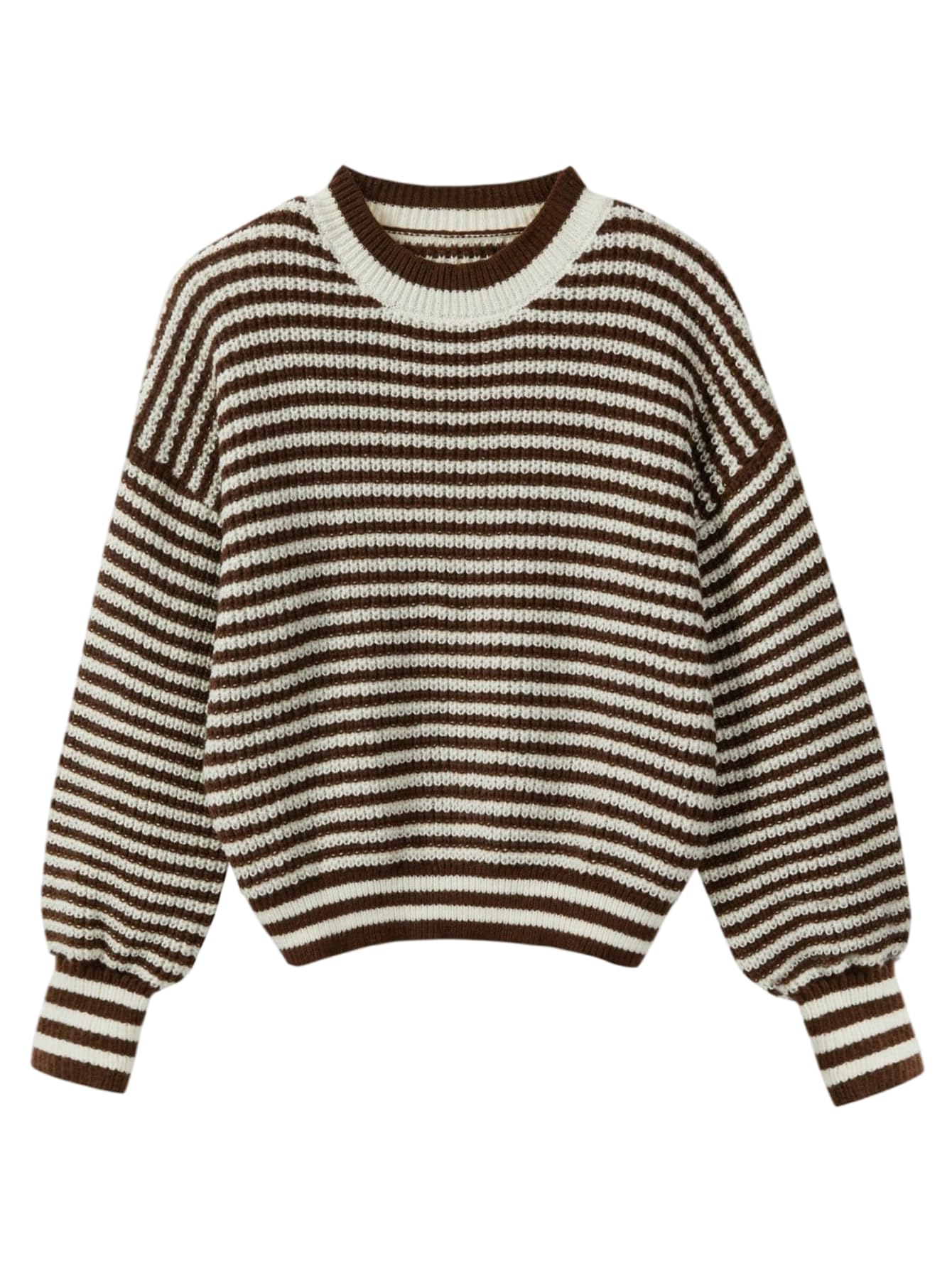 SOLY HUX Womens Striped Sweater Crew Neck Long Sleeve Shirts Pullover Knit Fall Top
