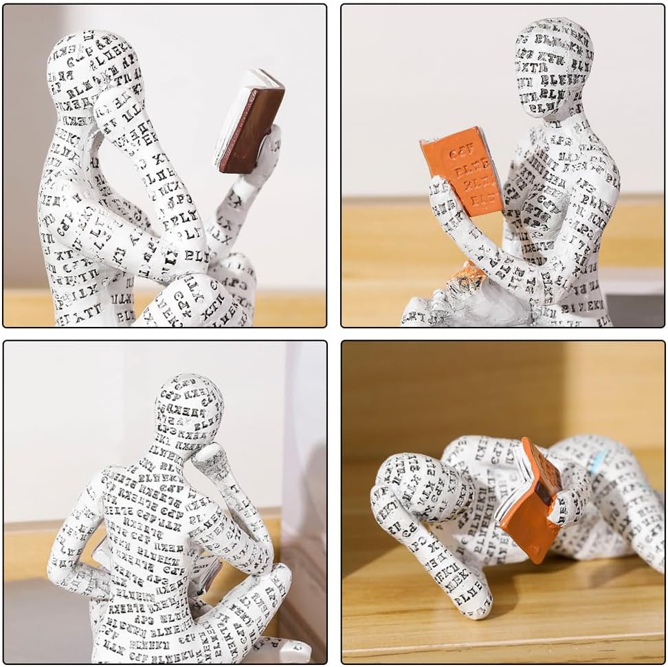 Modern Reading Woman Figurine - Home Decor Pulp Thinker Statue, Reading Women Sculpture Decoration for Home, Office, Living Room and Bookworms Abstract Thinker Statue for Shelf, Desk or Table