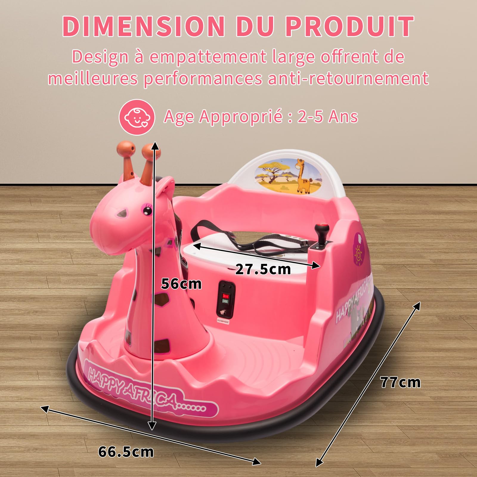 Auto tamponatore elettrico bambino 6V con telecomando, per 2-6 anni | Bumper car elettrico bambino con cintura di sicurezza,LED,Musica,2 motori,Rotazione 360°,Per interni ed esterni (rosa)