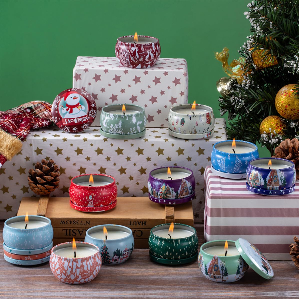 8 Stück Weihnachtsduftkerze aus Sojawachs für Festliche Dekoration | Rauchfrei, Sauberes Brennen, Duftwachskerzen für Zuhause und Feiertage